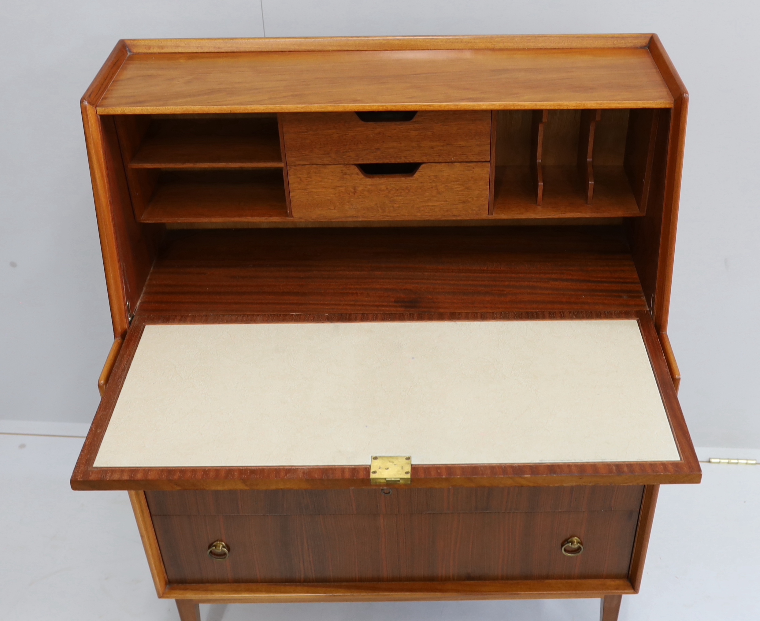 Richard Hornby for Heals - a teak bureau, width 84cm, depth 41cm, height 108cm